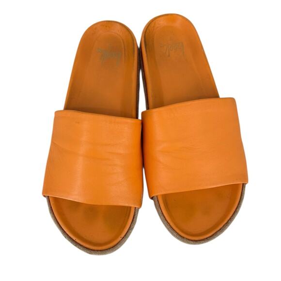 Beek Pelican Jute Slides Orange Leather Size 9 Womens - Picture 2 of 10